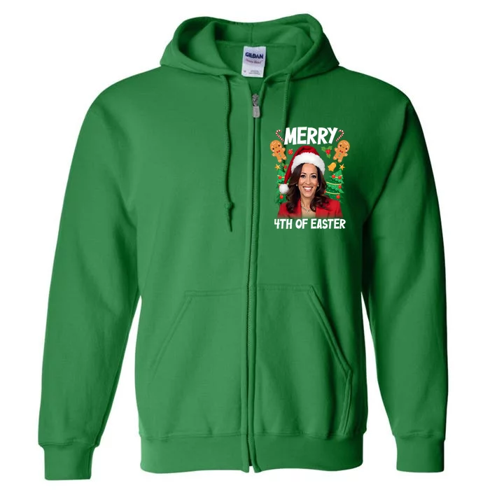 4th Of Easter Xmas Kamala Harris Merry Christmas Santa Hat Gift Full Zip Hoodie