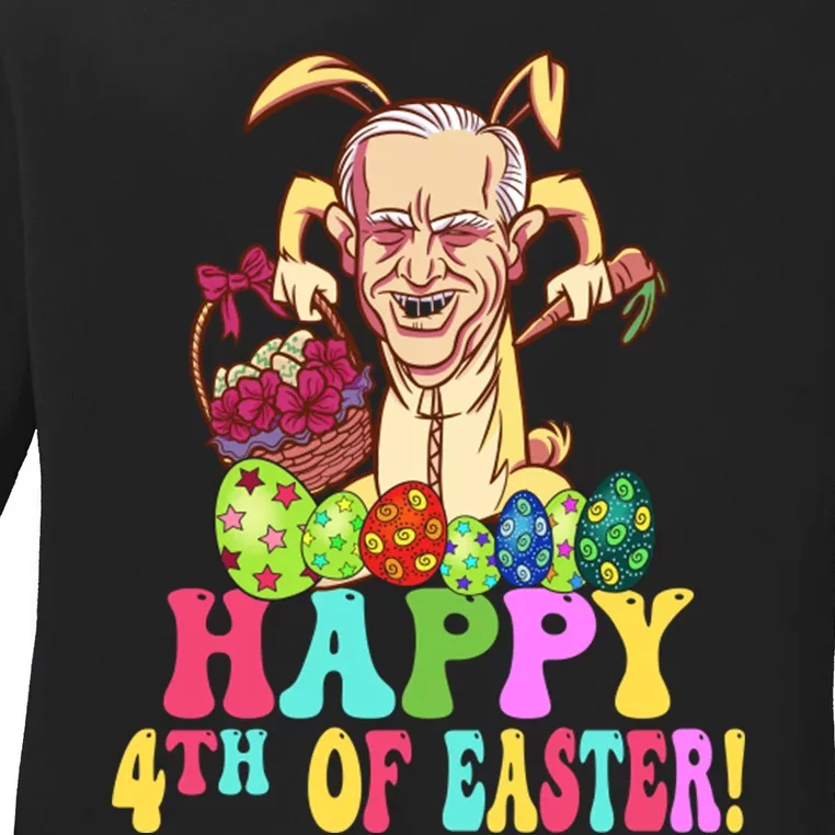 4th Of Easter Funny Happy 4th Of July Anti Joe Biden Easter Ladies Long Sleeve Shirt