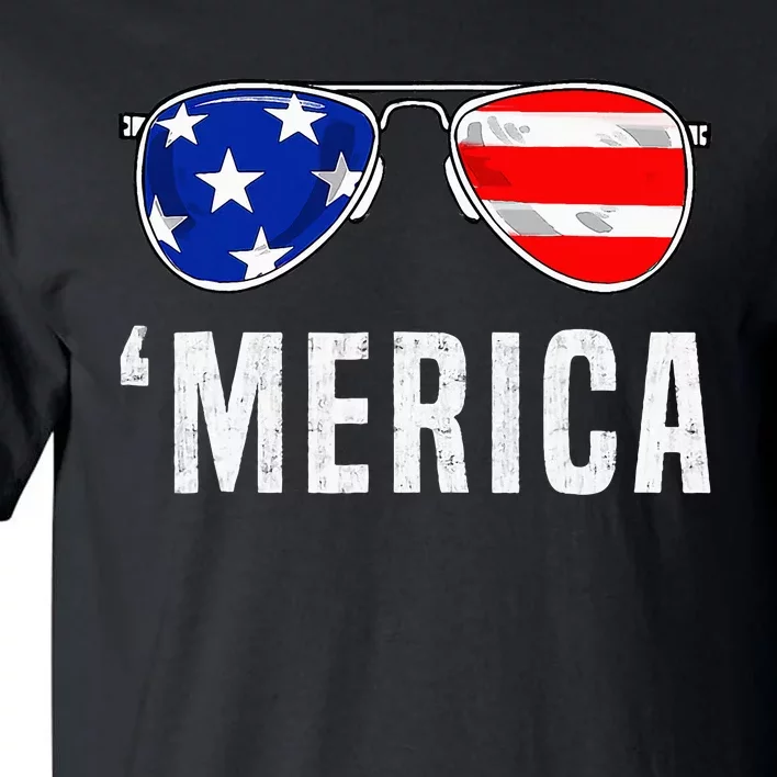 4th Of July Merica American Flag Sunglasses Tall T-Shirt