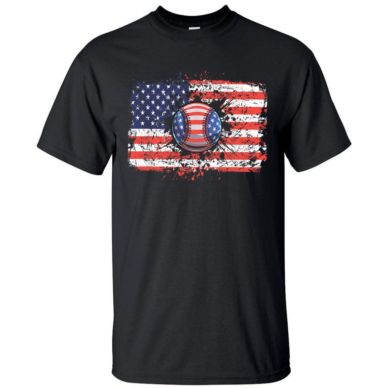 4th Of July American Flag Baseball Tall T-Shirt