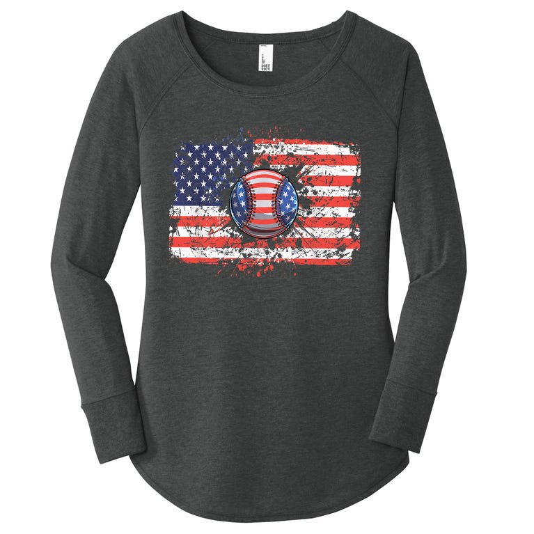 4th Of July American Flag Baseball Women’s Perfect Tri Tunic Long Sleeve Shirt