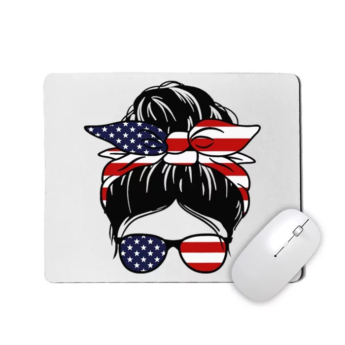 4th Of July Messy Bun July American Flag Mousepad