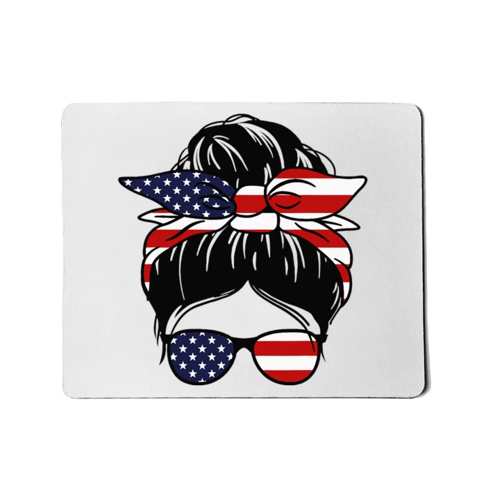 4th Of July Messy Bun July American Flag Mousepad