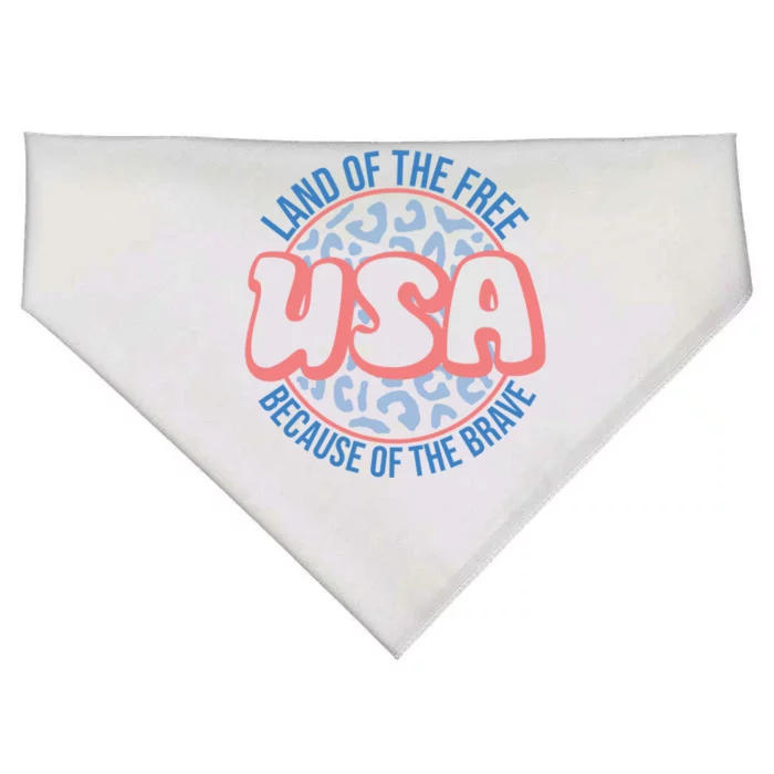 4th Of July Land Of The Free Because Of The Brave Usa Gift USA-Made Doggie Bandana