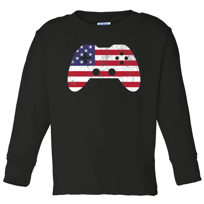 4th Of July T Video Game Gamer Boy USA Toddler Long Sleeve Shirt