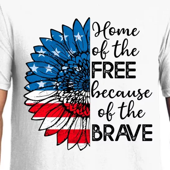 4th Of July Sunflower Home Of The Free Because Of The Brave Gift Pajama Set