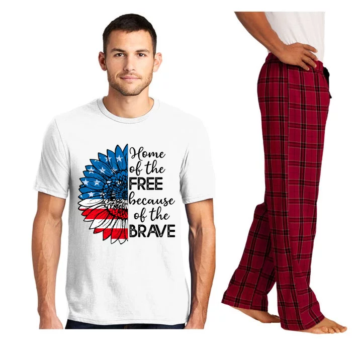 4th Of July Sunflower Home Of The Free Because Of The Brave Gift Pajama Set