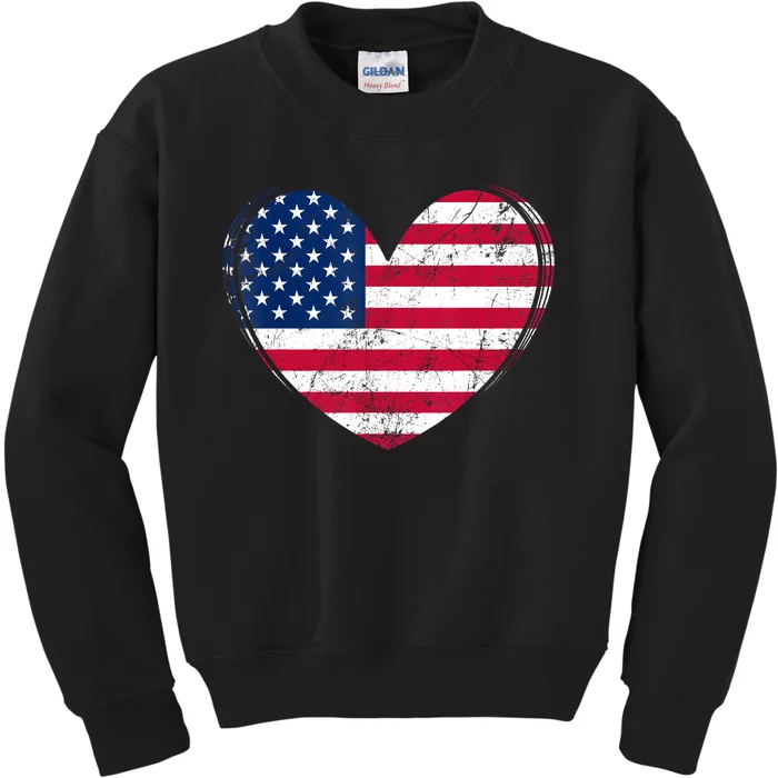 4Th Of July American Flag Patriotic Kids Sweatshirt