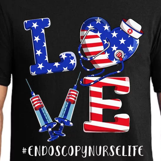 4th Of July usa Flag Love Endoscopy Nurse Life Pajama Set