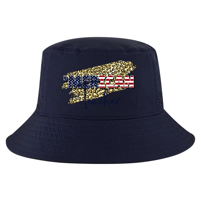 4th Of July Merican Teacher American Flag Leopard Merica Funny Gift Cool Comfort Performance Bucket Hat