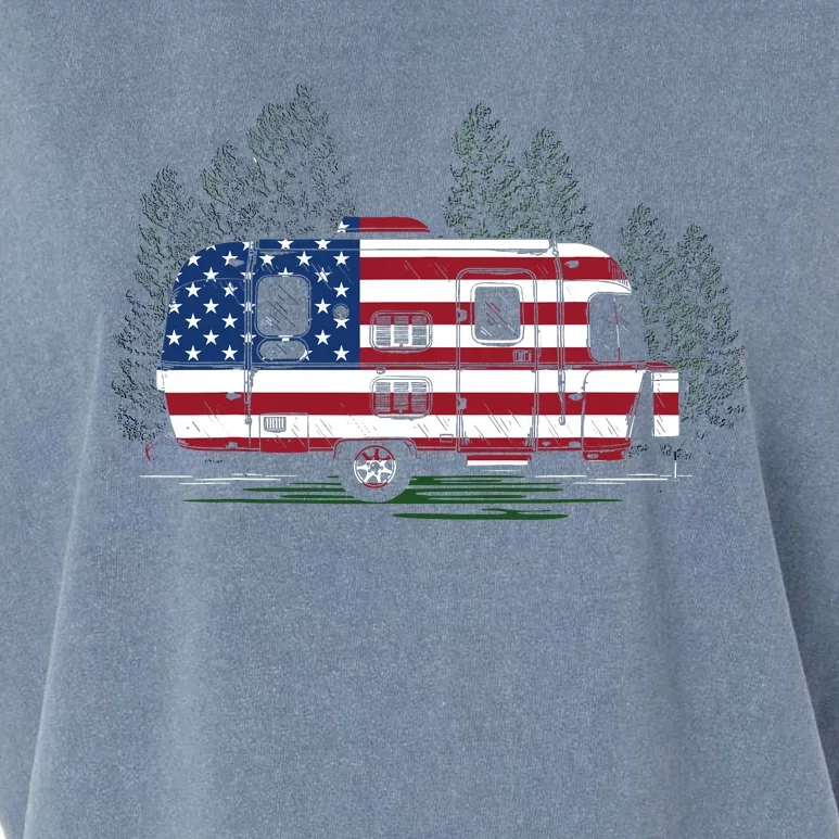 4th Of July Camping Trees Red White And Blue Freedom Garment-Dyed Women's Muscle Tee