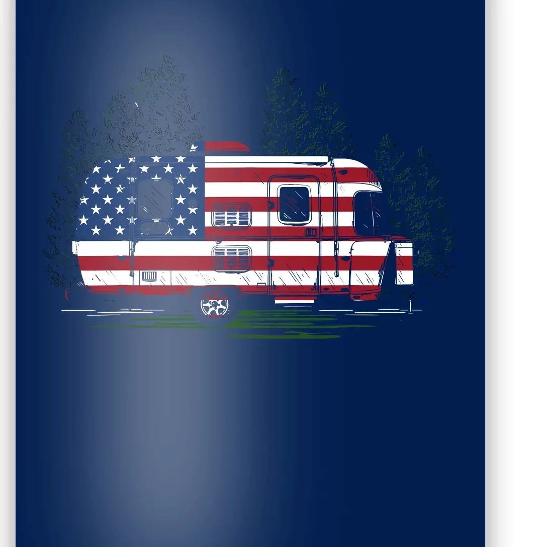 4th Of July Camping Trees Red White And Blue Freedom Poster