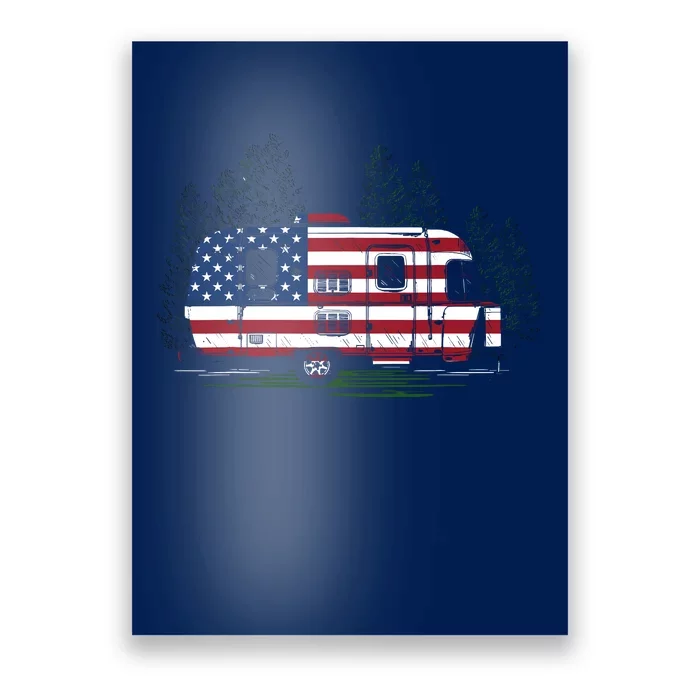 4th Of July Camping Trees Red White And Blue Freedom Poster