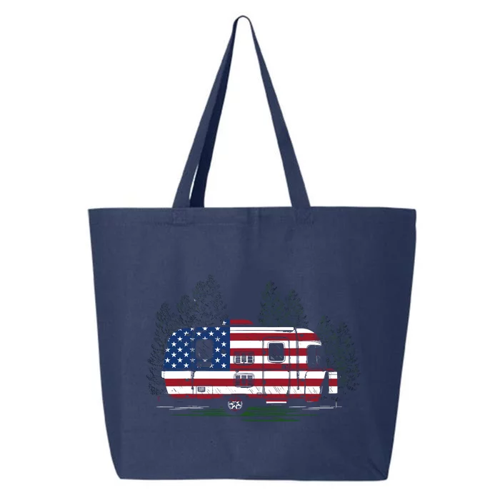 4th Of July Camping Trees Red White And Blue Freedom 25L Jumbo Tote