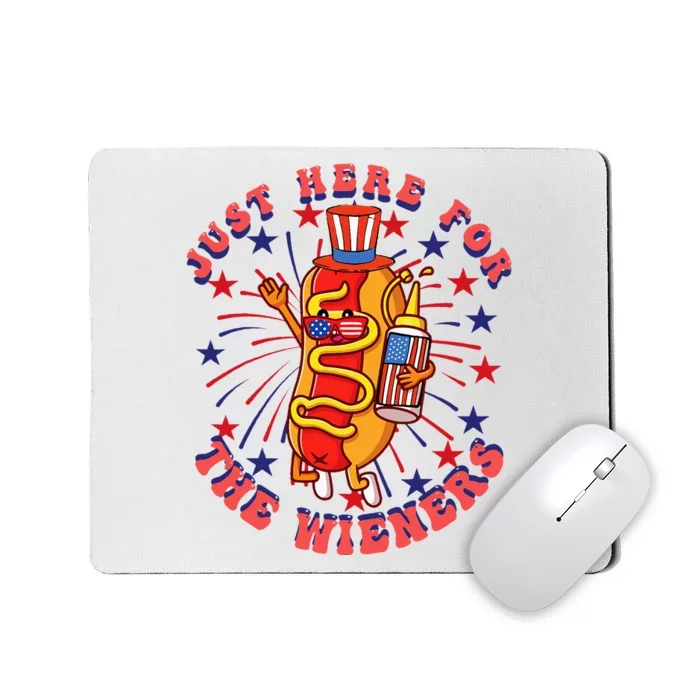 4th Of July I'm Just Here For The Wieners Hot Dogs Funny Mousepad