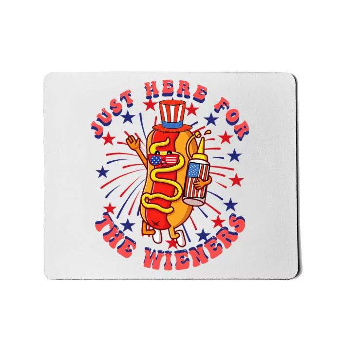 4th Of July I'm Just Here For The Wieners Hot Dogs Funny Mousepad