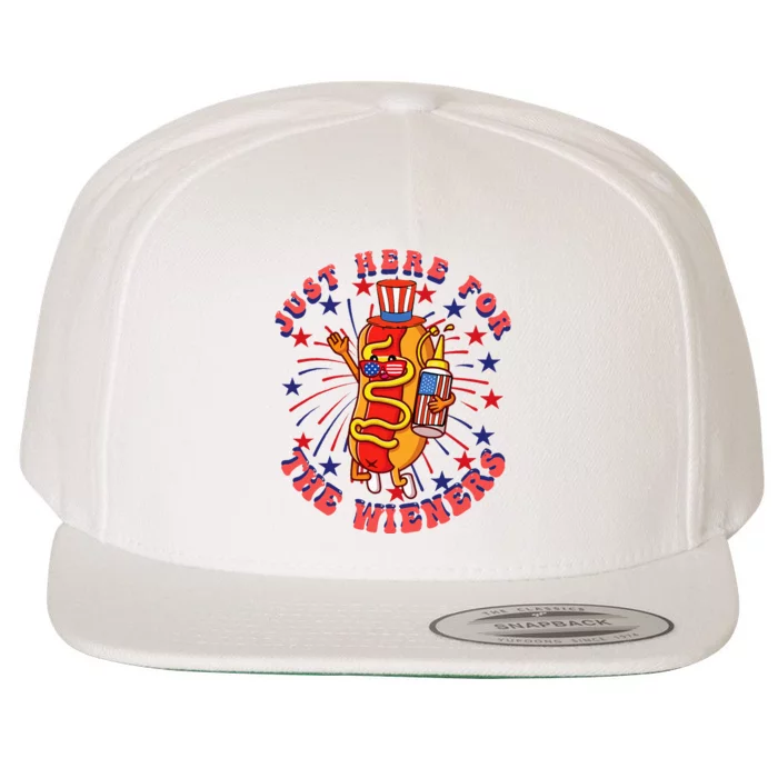 4th Of July I'm Just Here For The Wieners Hot Dogs Funny Wool Snapback Cap