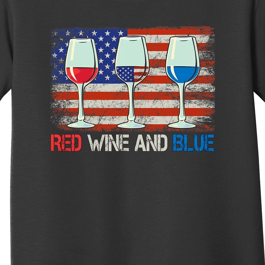 4Th Of July Red Wine And Blue Funny 4th Of July Drinking Toddler T-Shirt