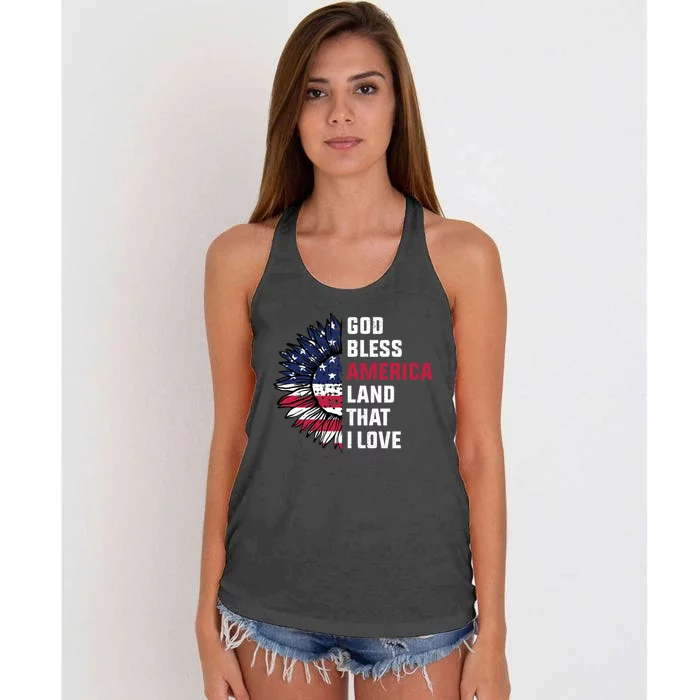 4th Of July God Bless America Land That I Love Usa Flag Gift Women's Knotted Racerback Tank