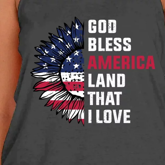 4th Of July God Bless America Land That I Love Usa Flag Gift Women's Knotted Racerback Tank