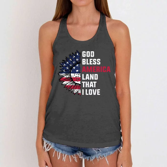 4th Of July God Bless America Land That I Love Usa Flag Gift Women's Knotted Racerback Tank