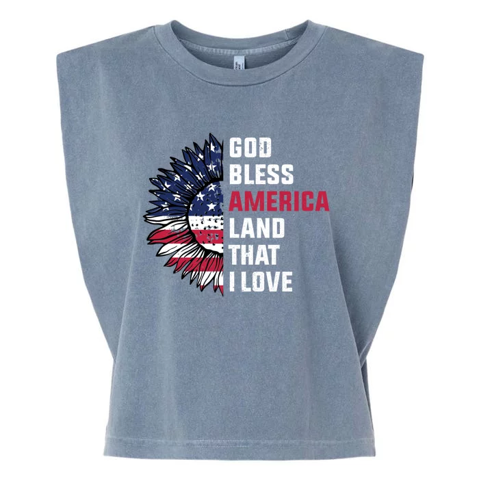 4th Of July God Bless America Land That I Love Usa Flag Gift Garment-Dyed Women's Muscle Tee