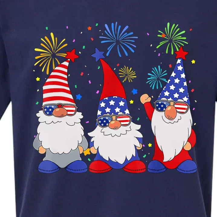 4th Of July Funny Patriotic Gnomes Sunglasses American USA Sueded Cloud Jersey T-Shirt