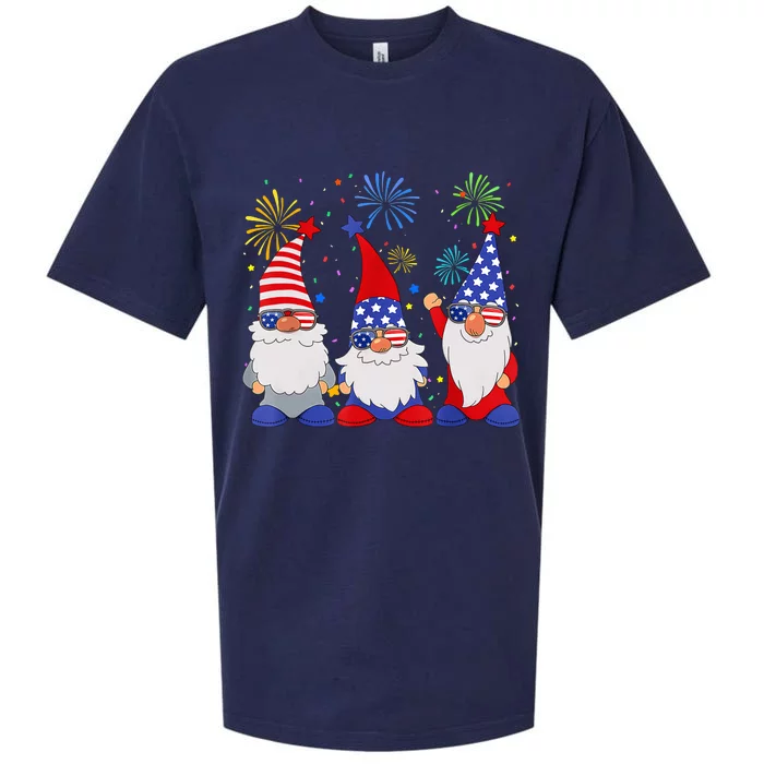 4th Of July Funny Patriotic Gnomes Sunglasses American USA Sueded Cloud Jersey T-Shirt