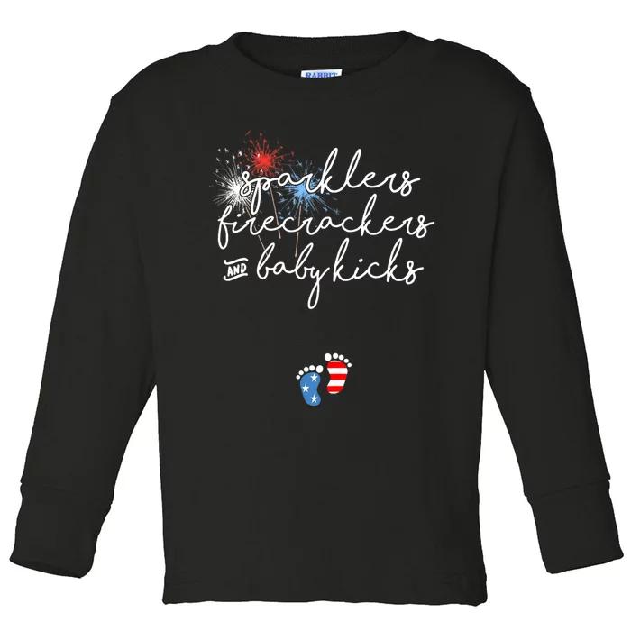 4th Of July Pregnancy Announcement Toddler Long Sleeve Shirt