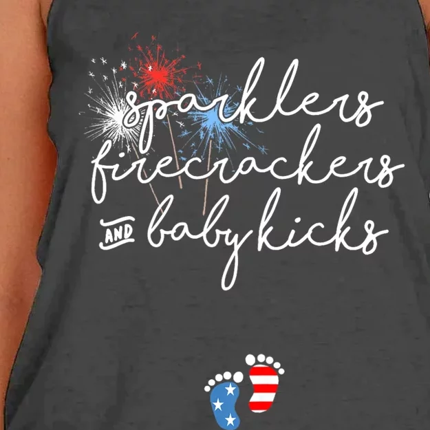 4th Of July Pregnancy Announcement Women's Knotted Racerback Tank