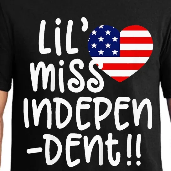 4th of July USA Flag Heart Little Miss Independent Pajama Set