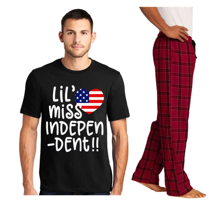 4th of July USA Flag Heart Little Miss Independent Pajama Set