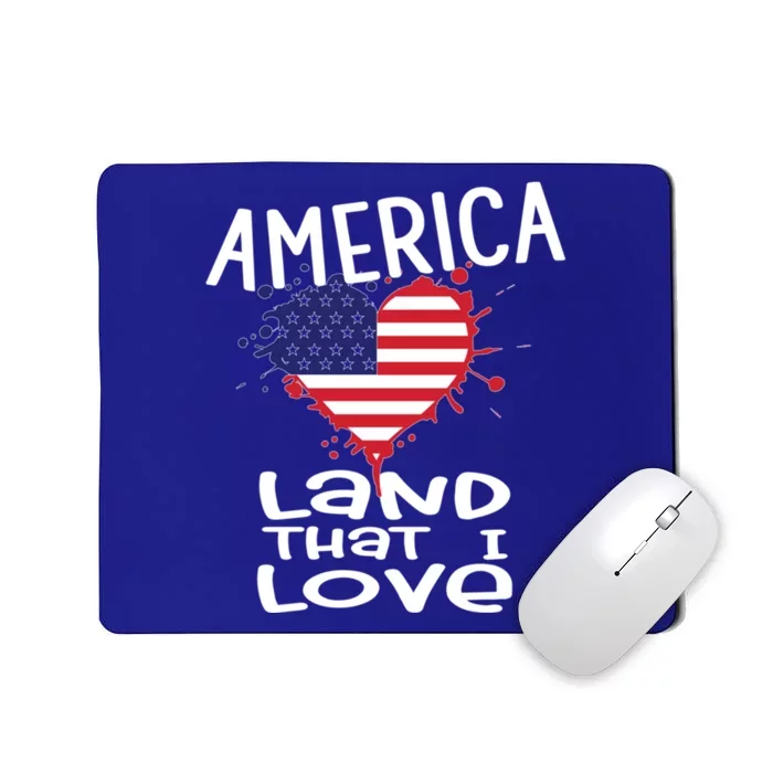 4th Of July America Land That I Love Heart Gift Mousepad