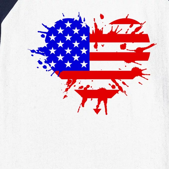 4th Of July USA Heart Baseball Sleeve Shirt