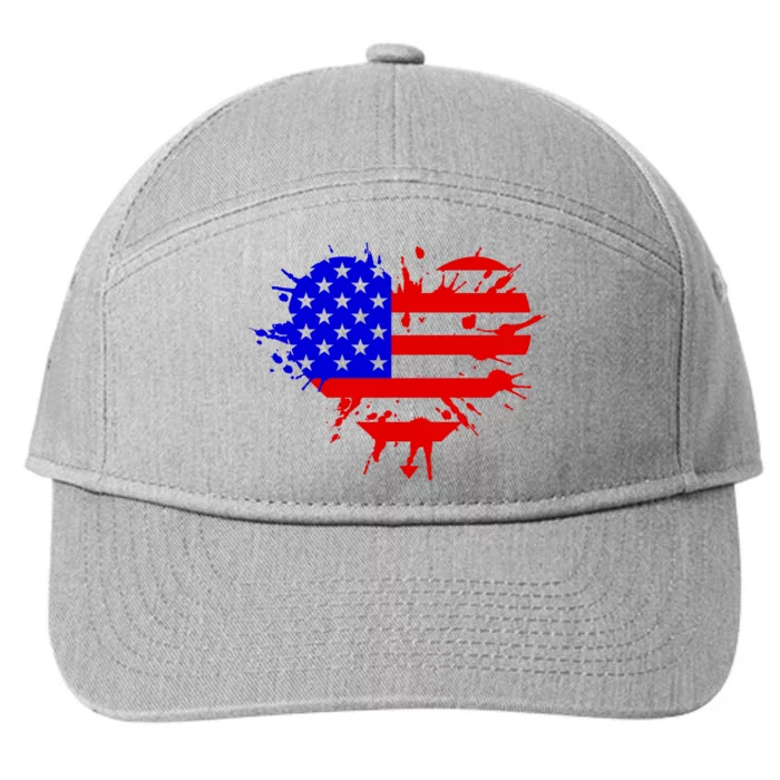 4th Of July USA Heart 7-Panel Snapback Hat