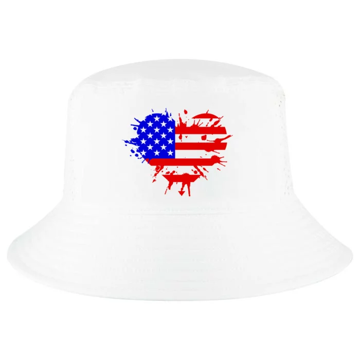 4th Of July USA Heart Cool Comfort Performance Bucket Hat