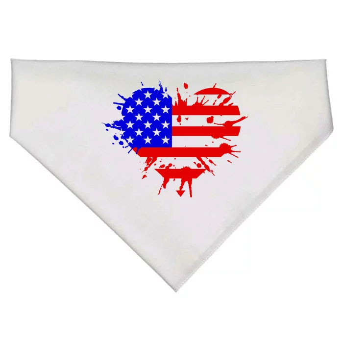 4th Of July USA Heart USA-Made Doggie Bandana