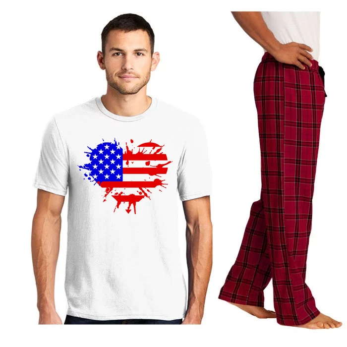 4th Of July USA Heart Pajama Set