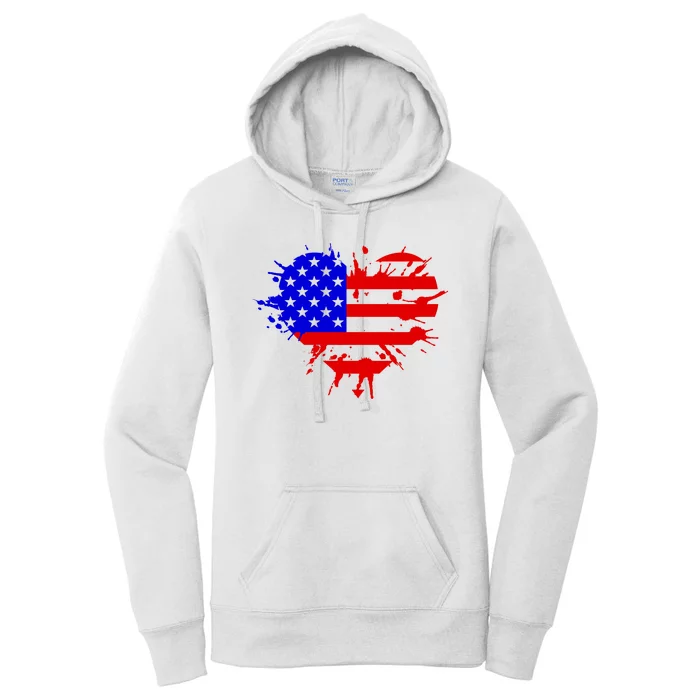 4th Of July USA Heart Women's Pullover Hoodie