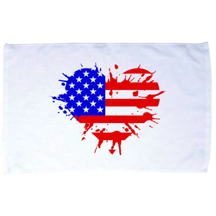 4th Of July USA Heart Microfiber Hand Towel