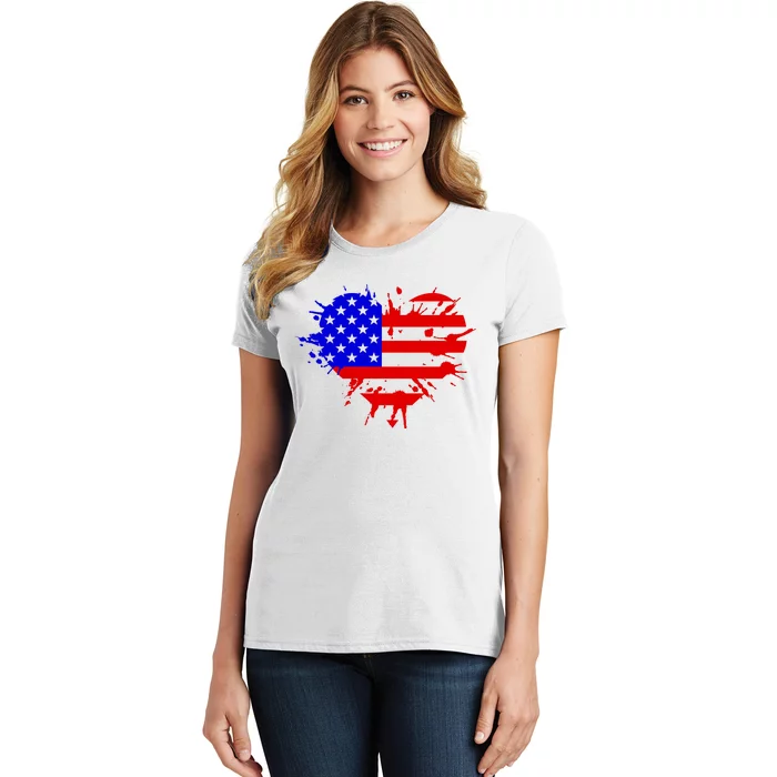 4th Of July USA Heart Women's T-Shirt