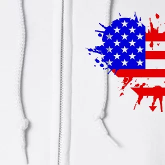 4th Of July USA Heart Full Zip Hoodie