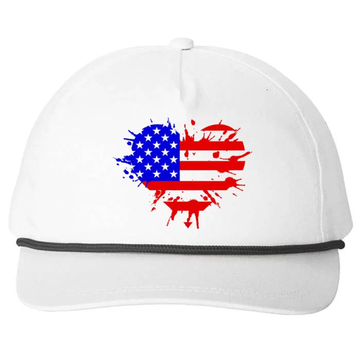 4th Of July USA Heart Snapback Five-Panel Rope Hat