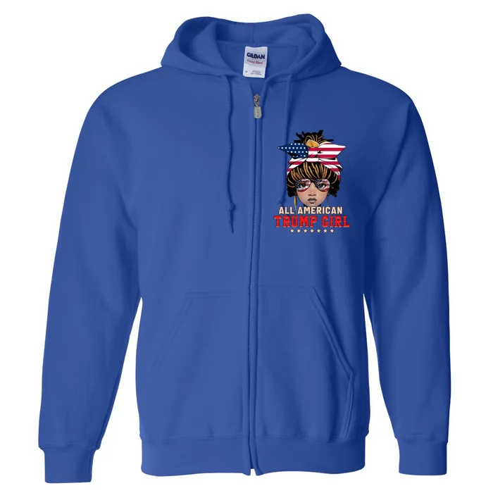 4th Of July All American Afro Trump Great Gift Full Zip Hoodie