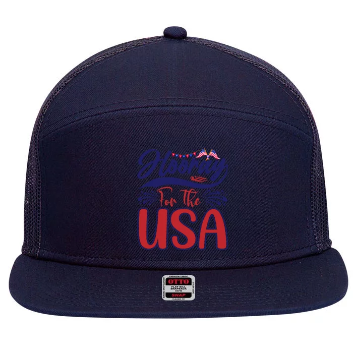 4th Of July Hooray For The Usa Patriotic Gift 7 Panel Mesh Trucker Snapback Hat