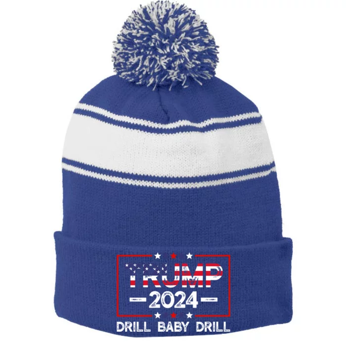 4th Of July Independence Day Gift Stripe Pom Pom Beanie