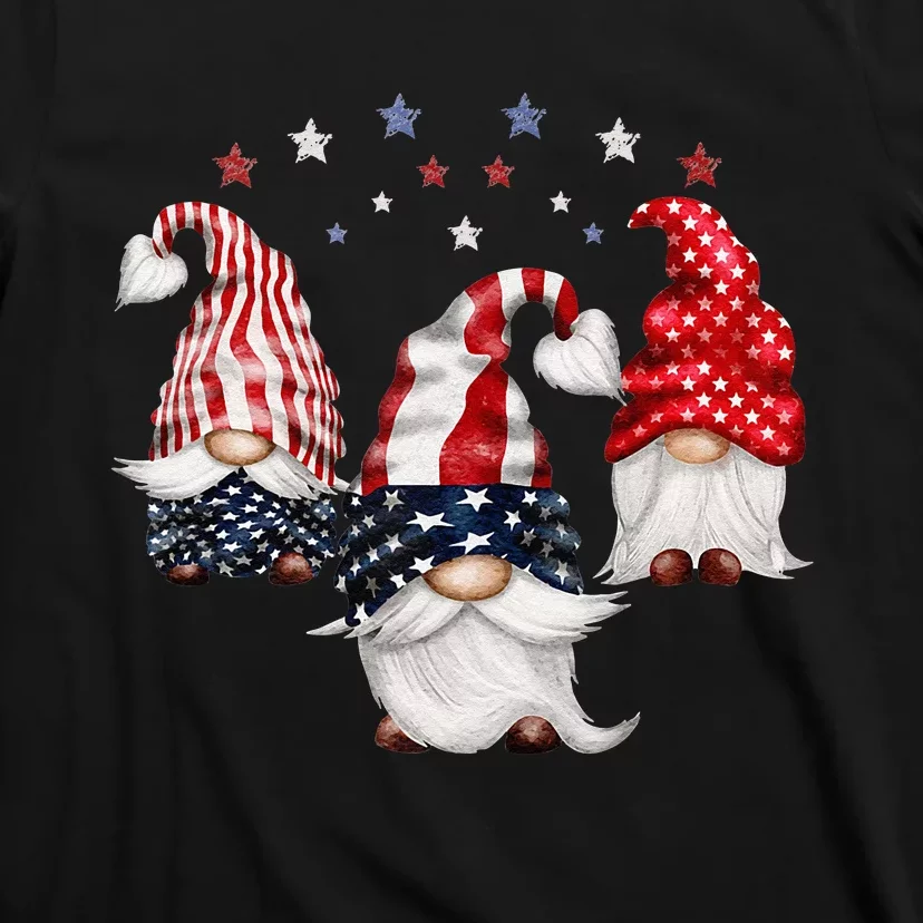 4th Of July Patriotic Gnomes Funny Cute American USA Flag T-Shirt