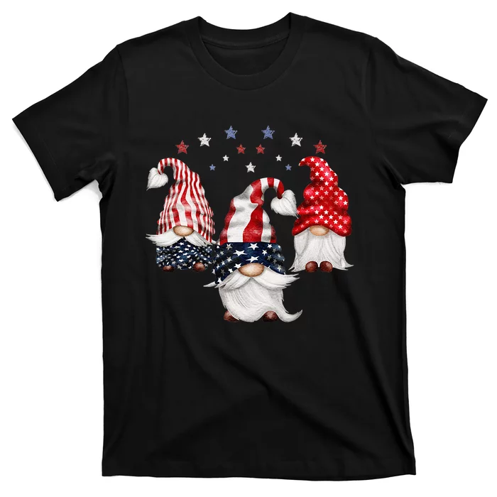 4th Of July Patriotic Gnomes Funny Cute American USA Flag T-Shirt