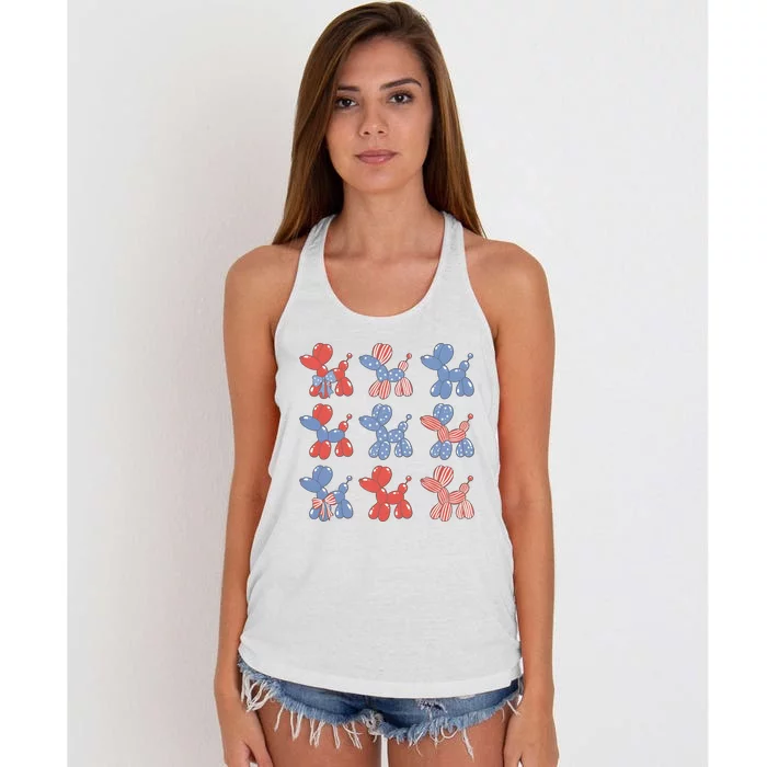 4th Of July Dog Lover Independence Day Women's Knotted Racerback Tank