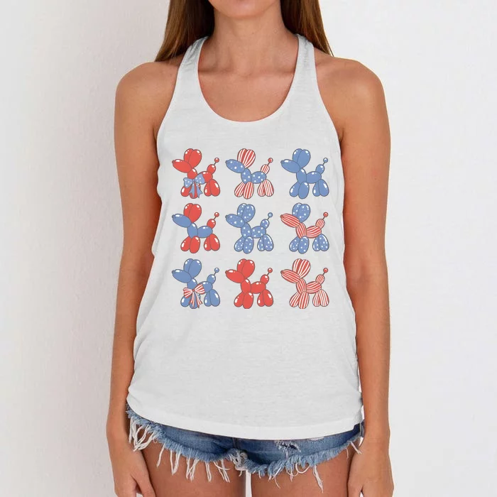 4th Of July Dog Lover Independence Day Women's Knotted Racerback Tank